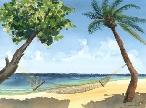 Print of a Lazy Beach Scene