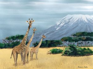 Giraffes with Kilimanjaro