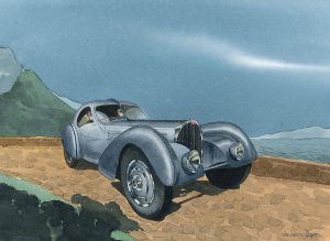 Bugatti 57SC coupe Watercolor Art Print
