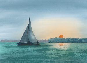 Sailing in a Lake Geneva Sunset Fine Art Print