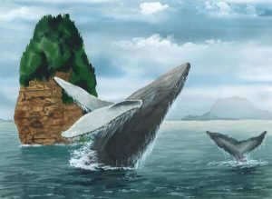 Humpback Whales Breaching art print